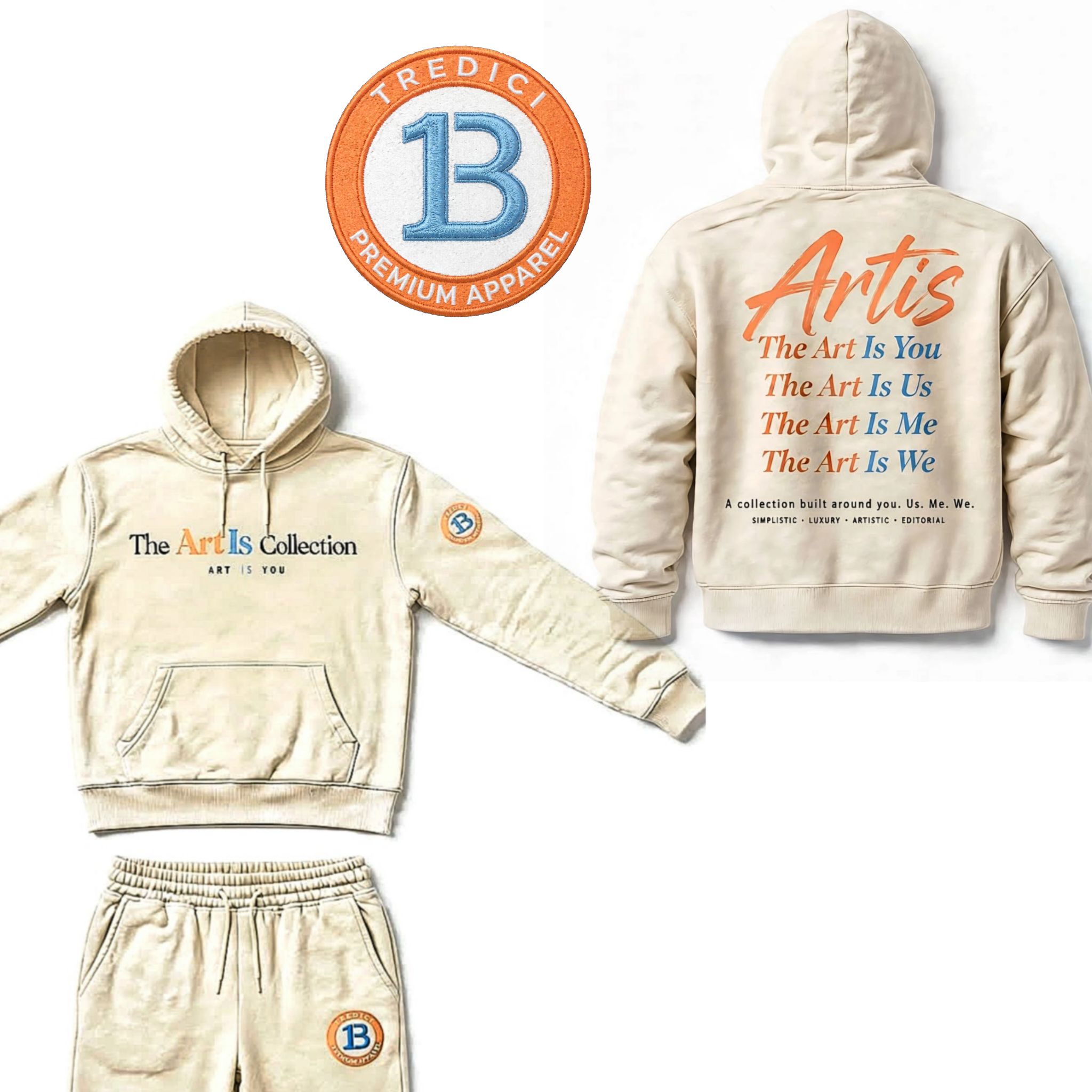 Art Is Cream Peach & Blue Sweatsuit